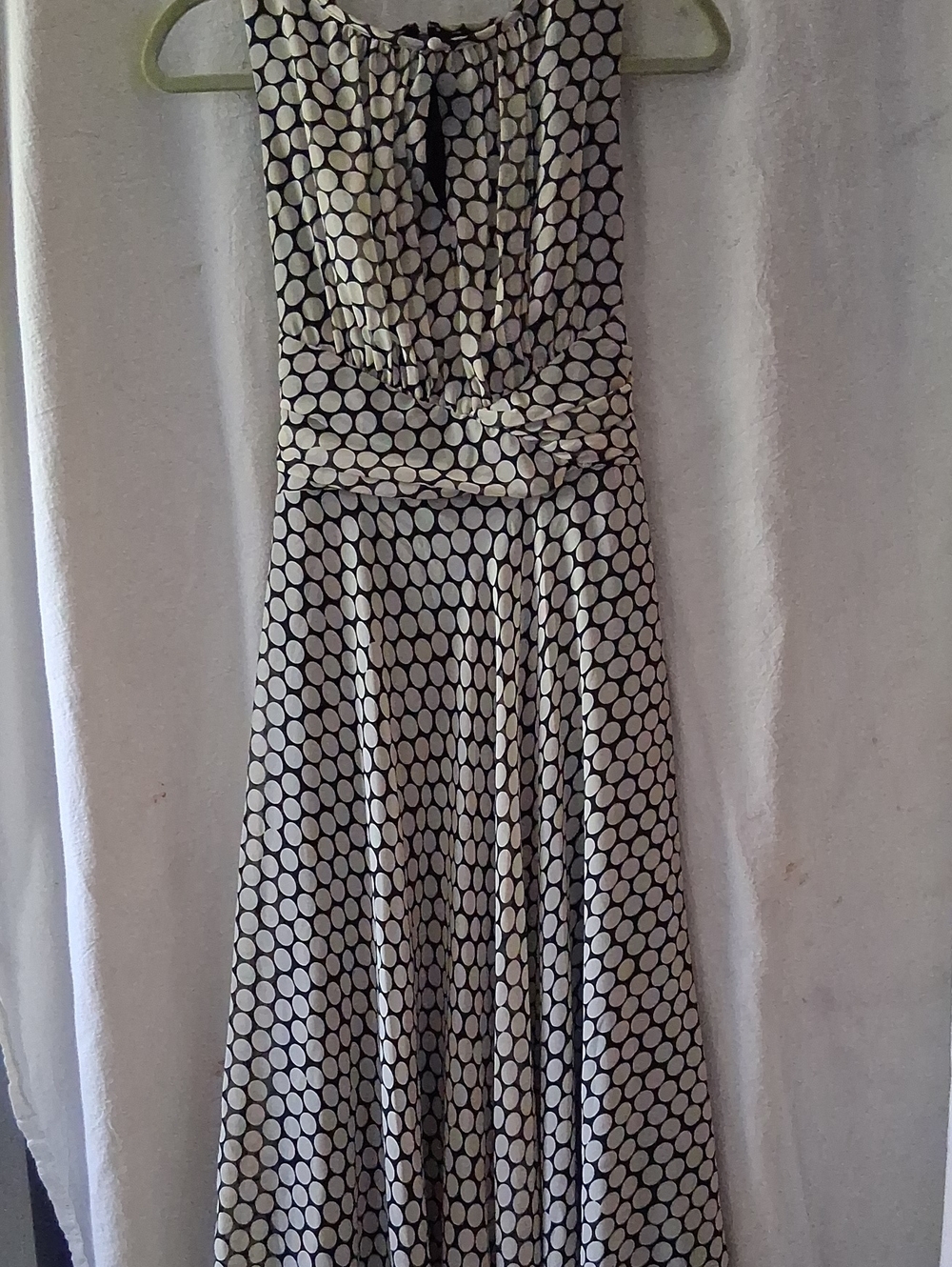 karin stevens Black and White Polka Dot Strapless Maxi Dress